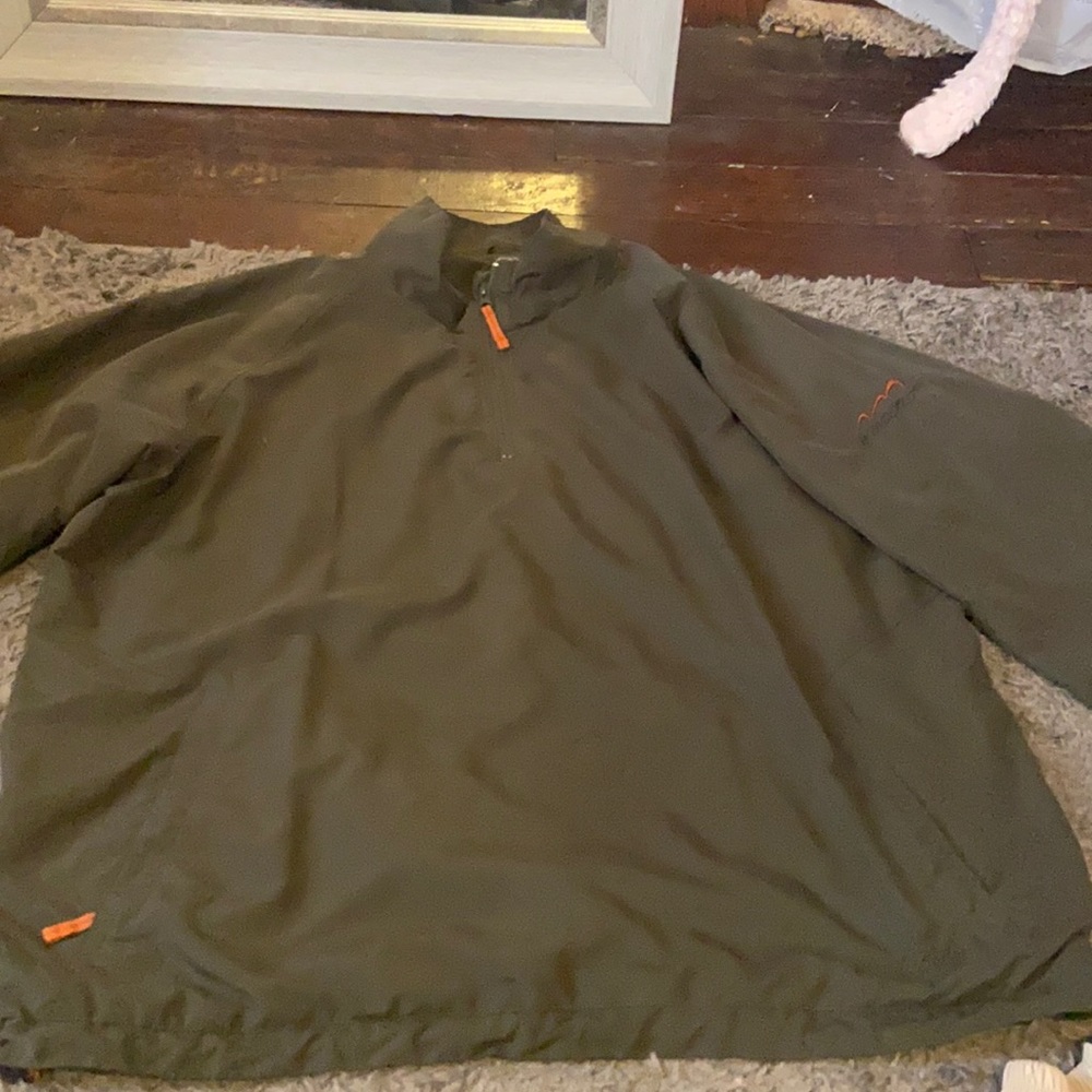 men’s, green, long sleeve, quarter zip, pullover, with pockets